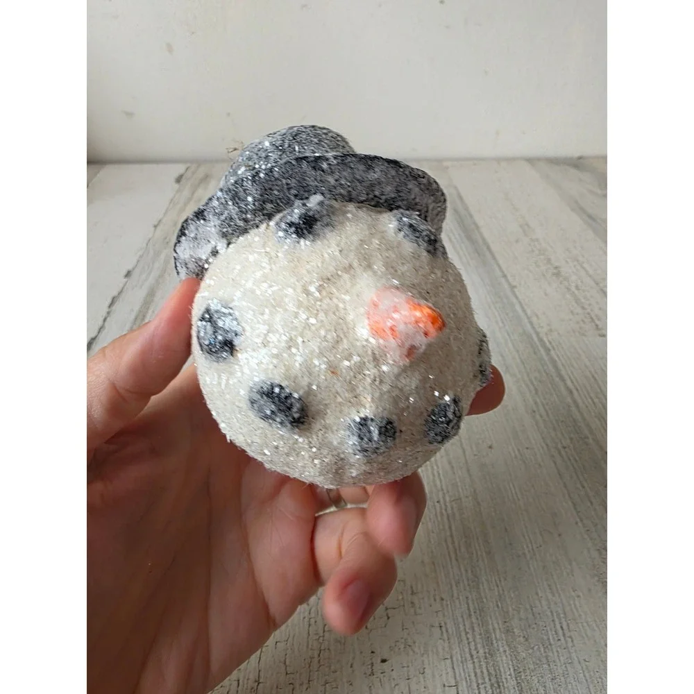Vintage glitter snowman Frosty ornament large Xmas tree